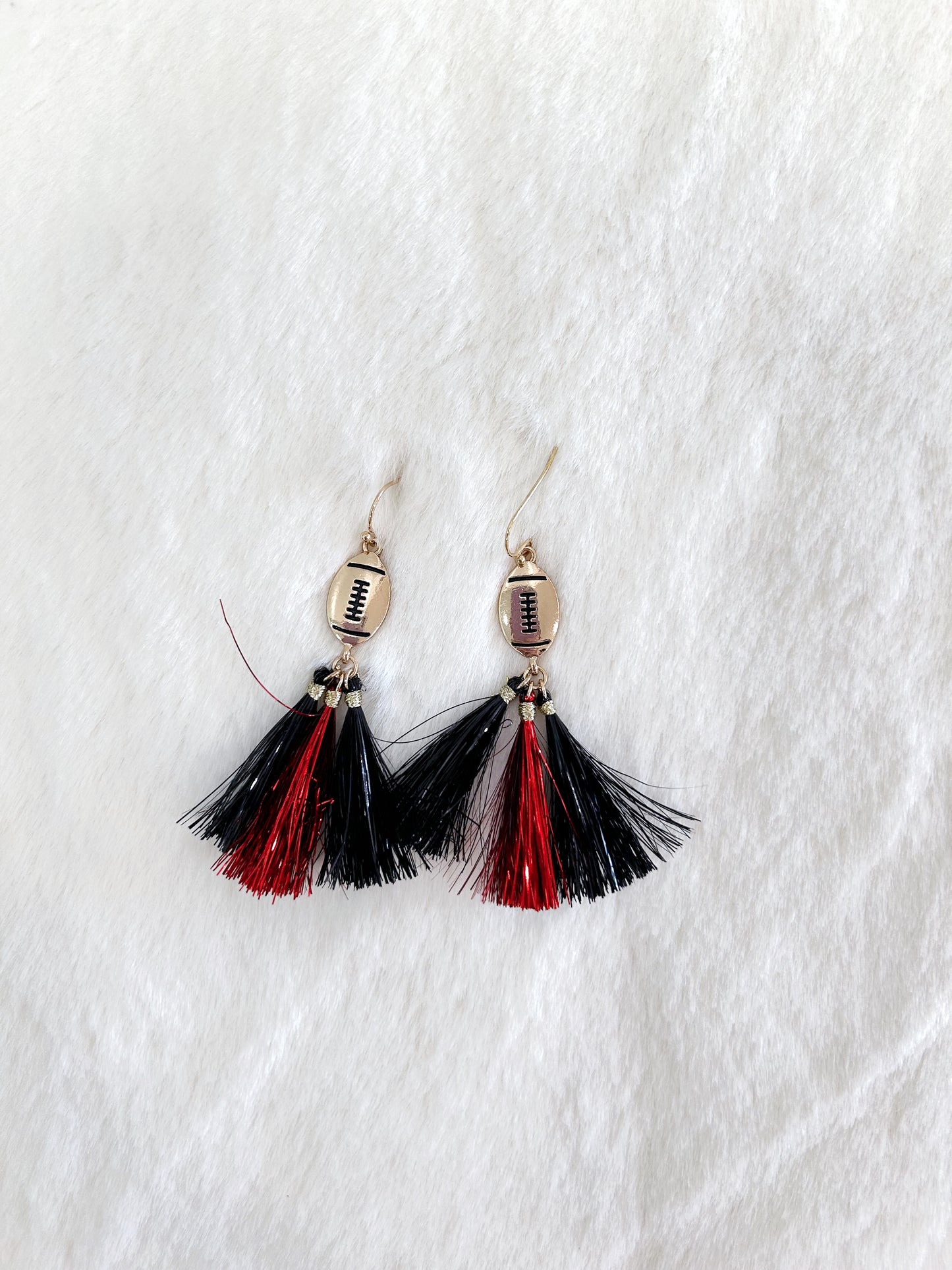 Red and Black Football Earrings