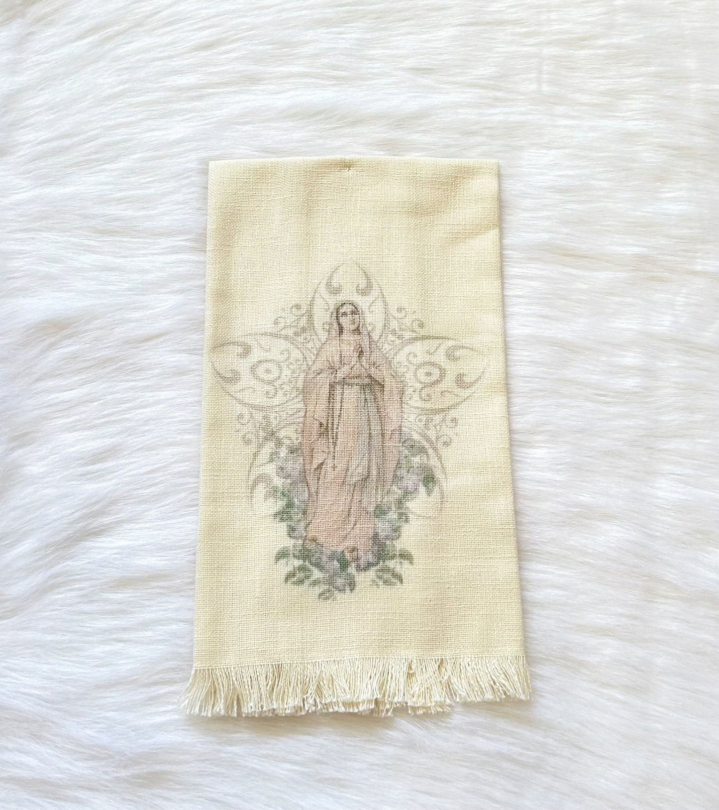 Mary Cream Fringe Hand Towel