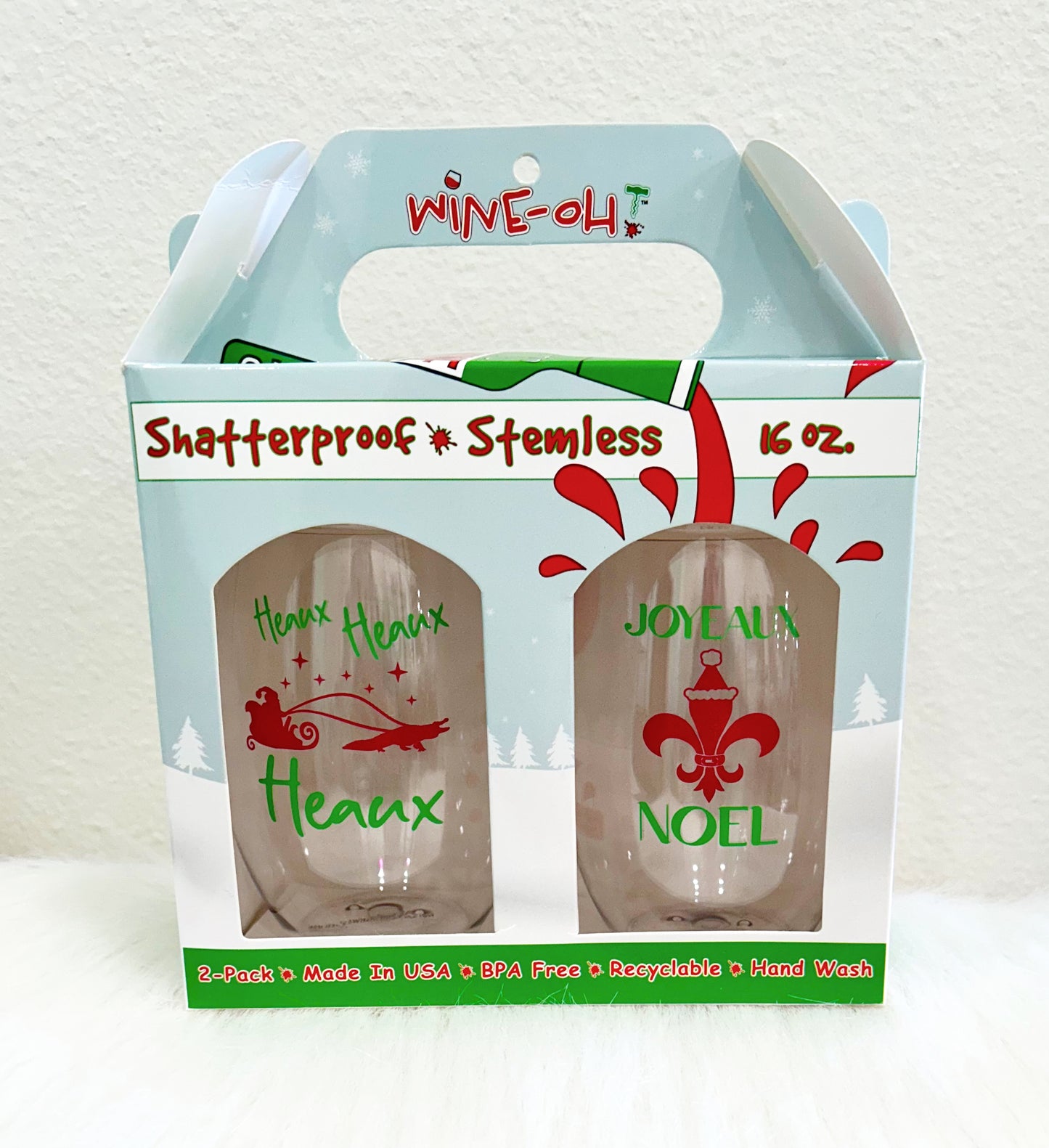 Cajun Christmas Shatterproof Wine Glasses 4 Pack