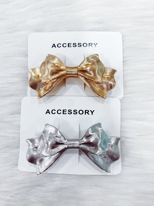 Double Bow Metal Hair Barrette