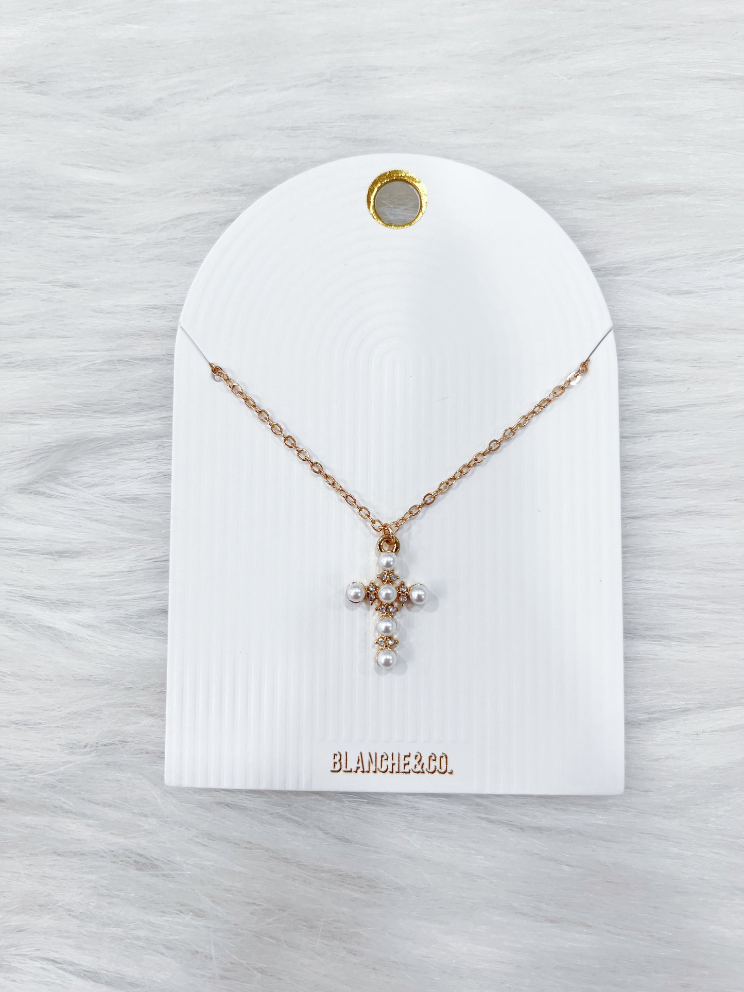Maria Pearl Cross Necklace