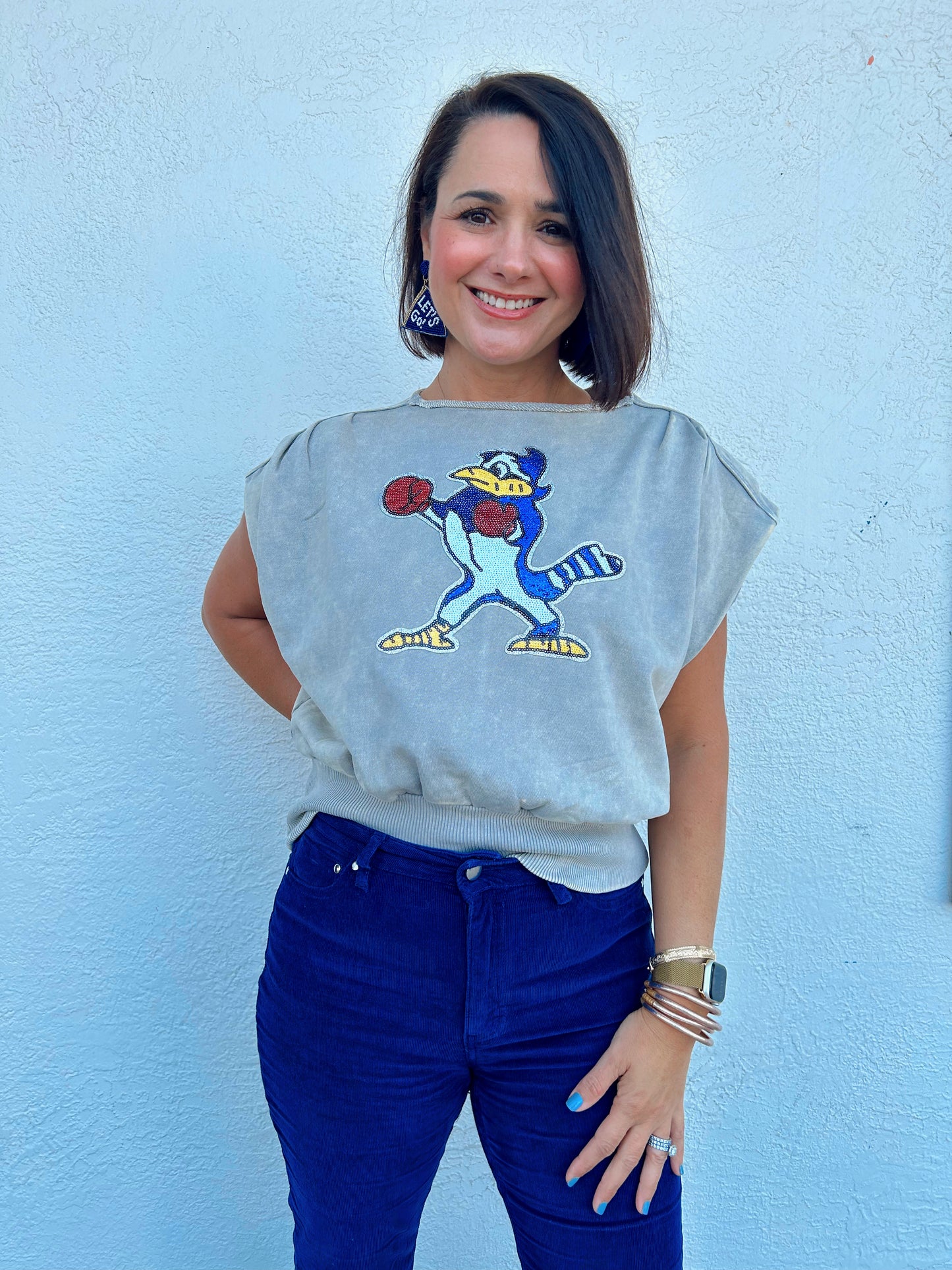 Blue Jay Grey Cap Sleeve Top
