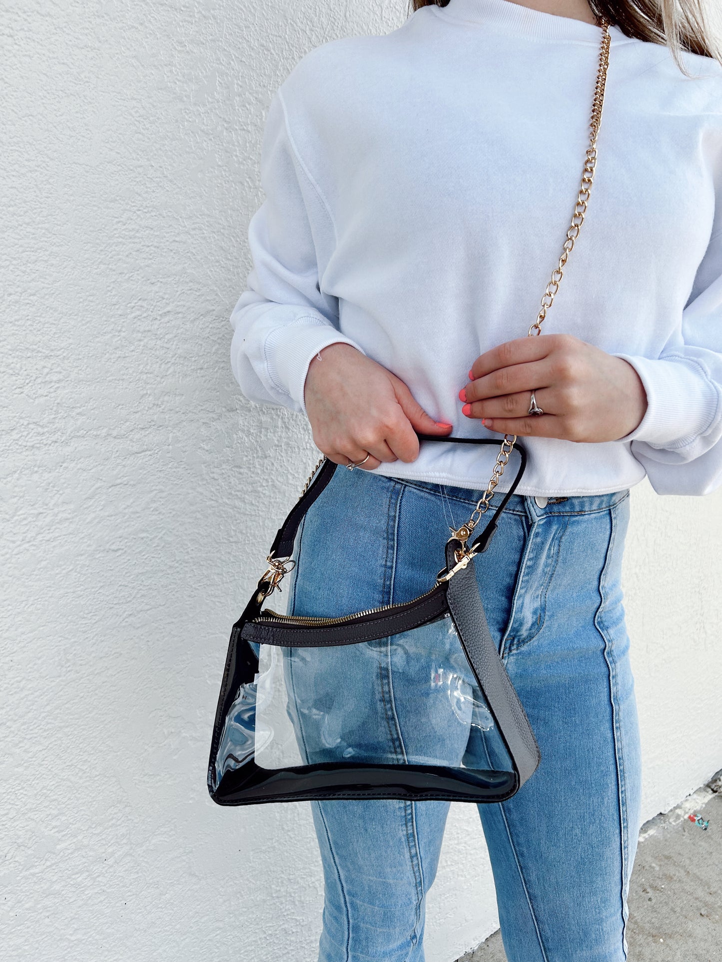 Leather Sided Clear Bag