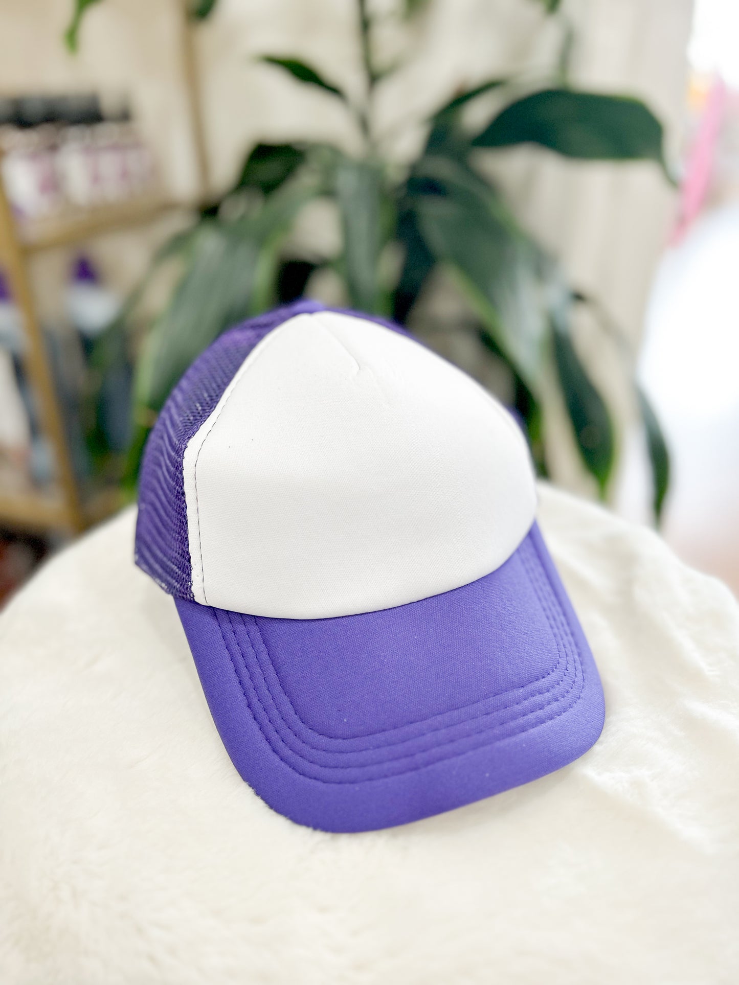 Two Tone Mesh Back High Crown Foam Trucker Hat