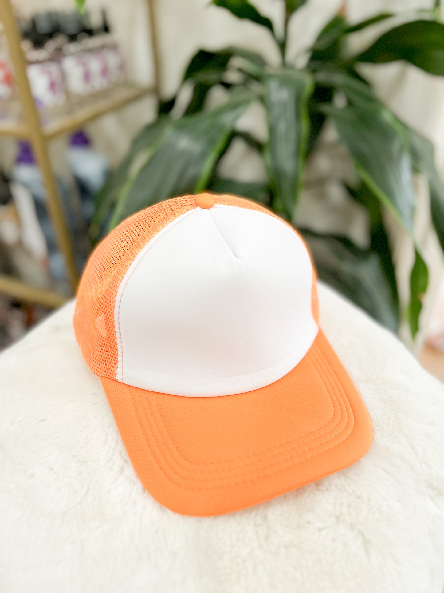 Two Tone Mesh Back High Crown Foam Trucker Hat