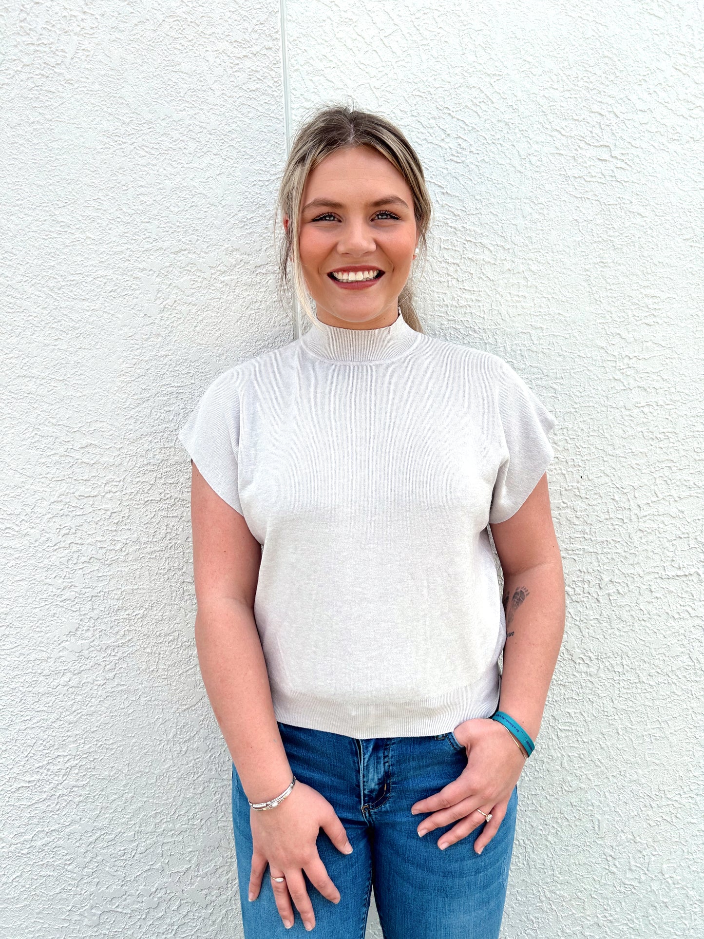 Mock Neck Batwing Sweater