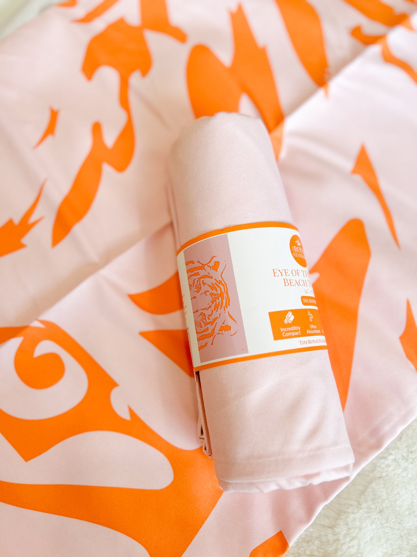 Eye Of The Tiger Beach Towel Pink