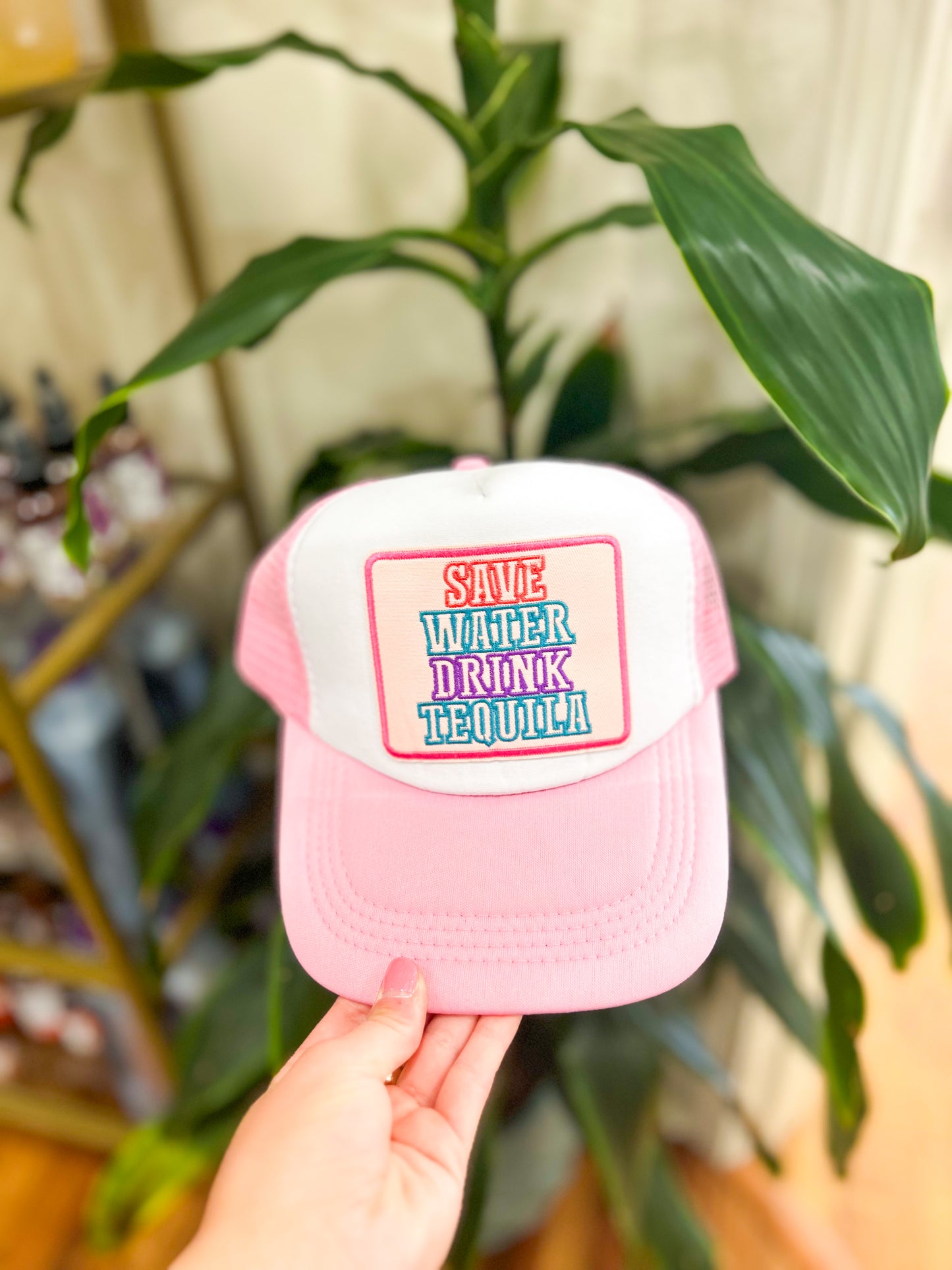 Save Water Drink Tequila Trucker Hat-Pink