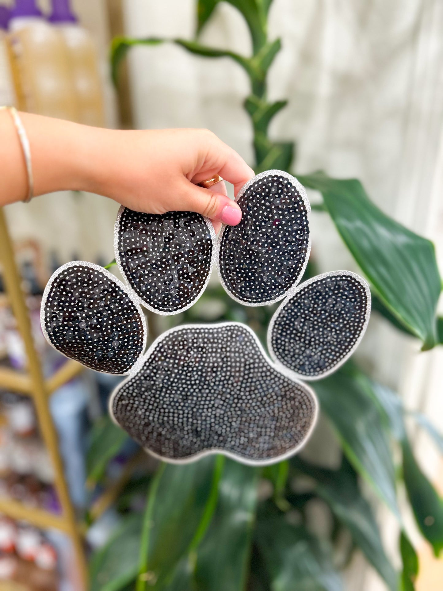 Patch-Black Sequin Paw Print