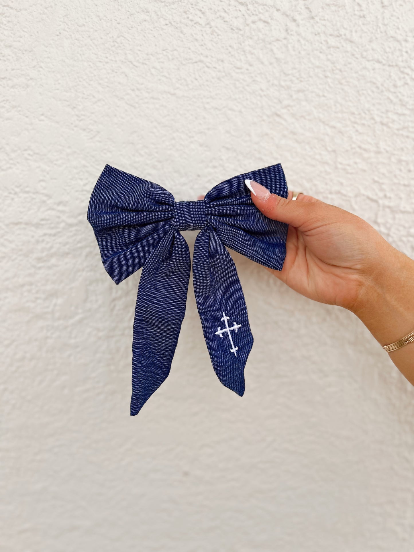Clara Denim Bow With Cross