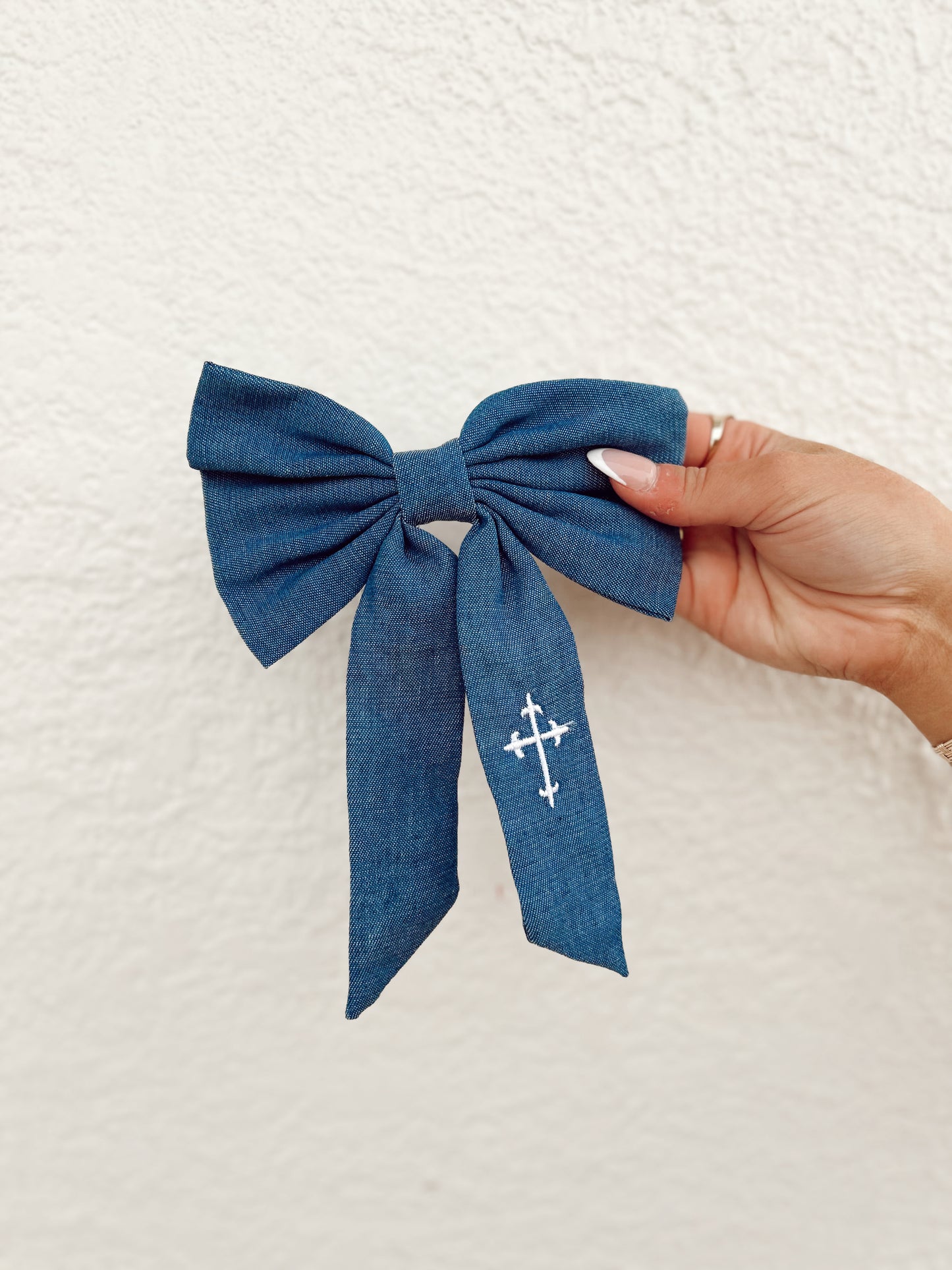 Clara Denim Bow With Cross