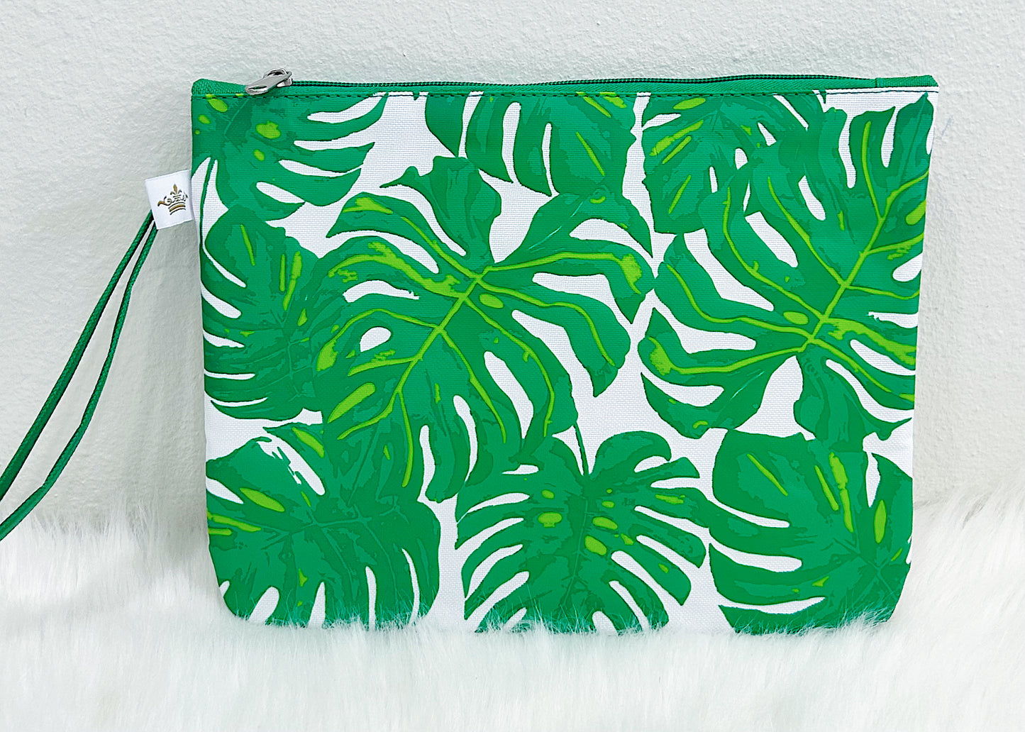 Monstera Leaf Wet Dry Bag White Kelly