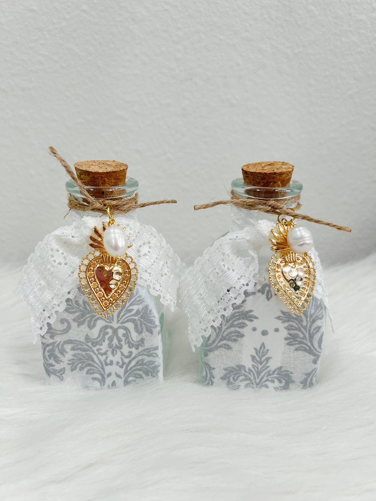 Sacred Heart with Lace Holy Water Container