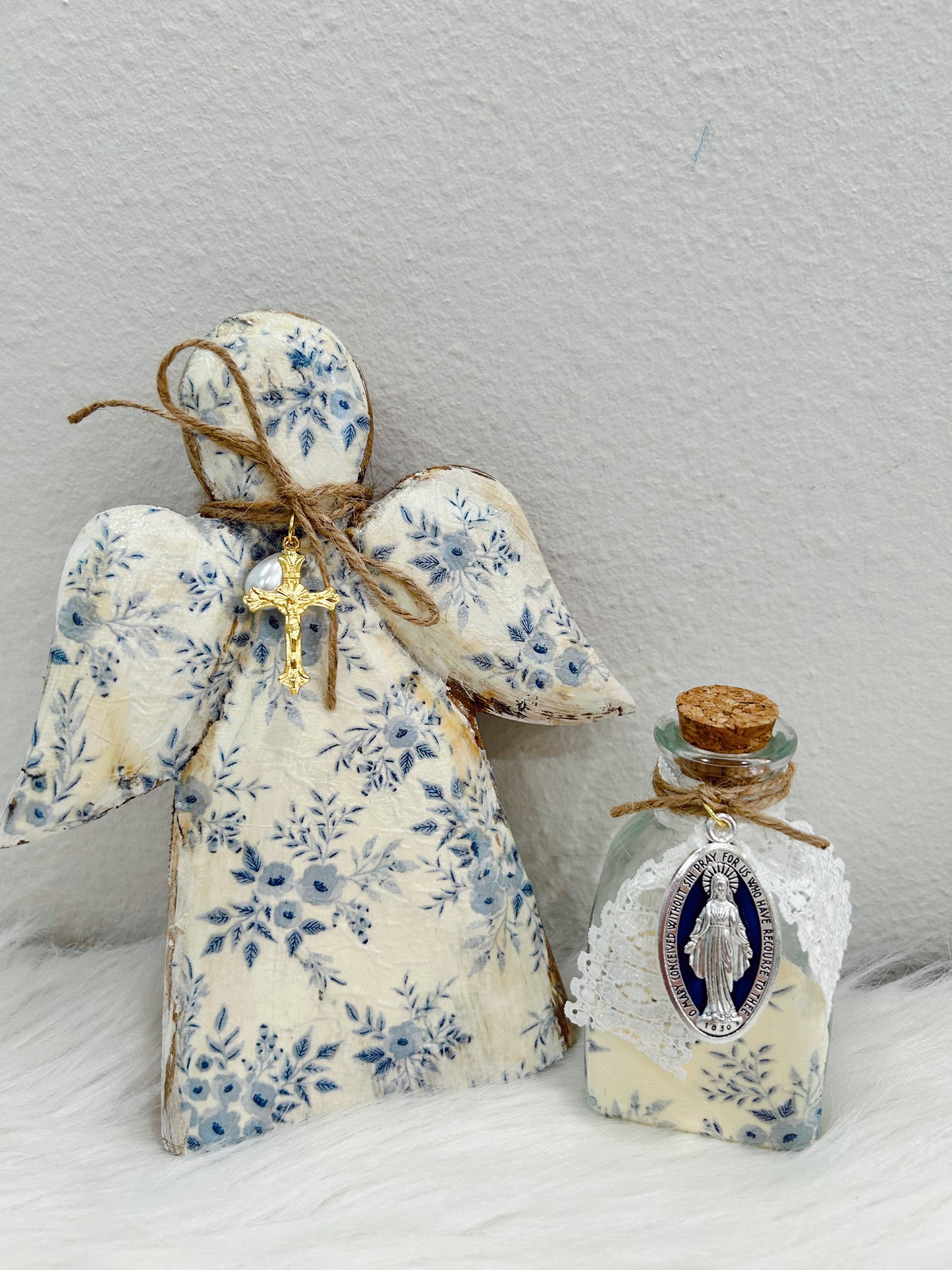 O Mary Blue&White Holy Water Container