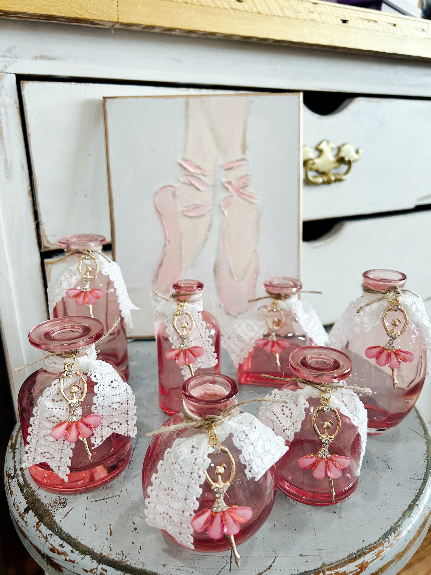 Pink Ballerina Lace Bud Vase