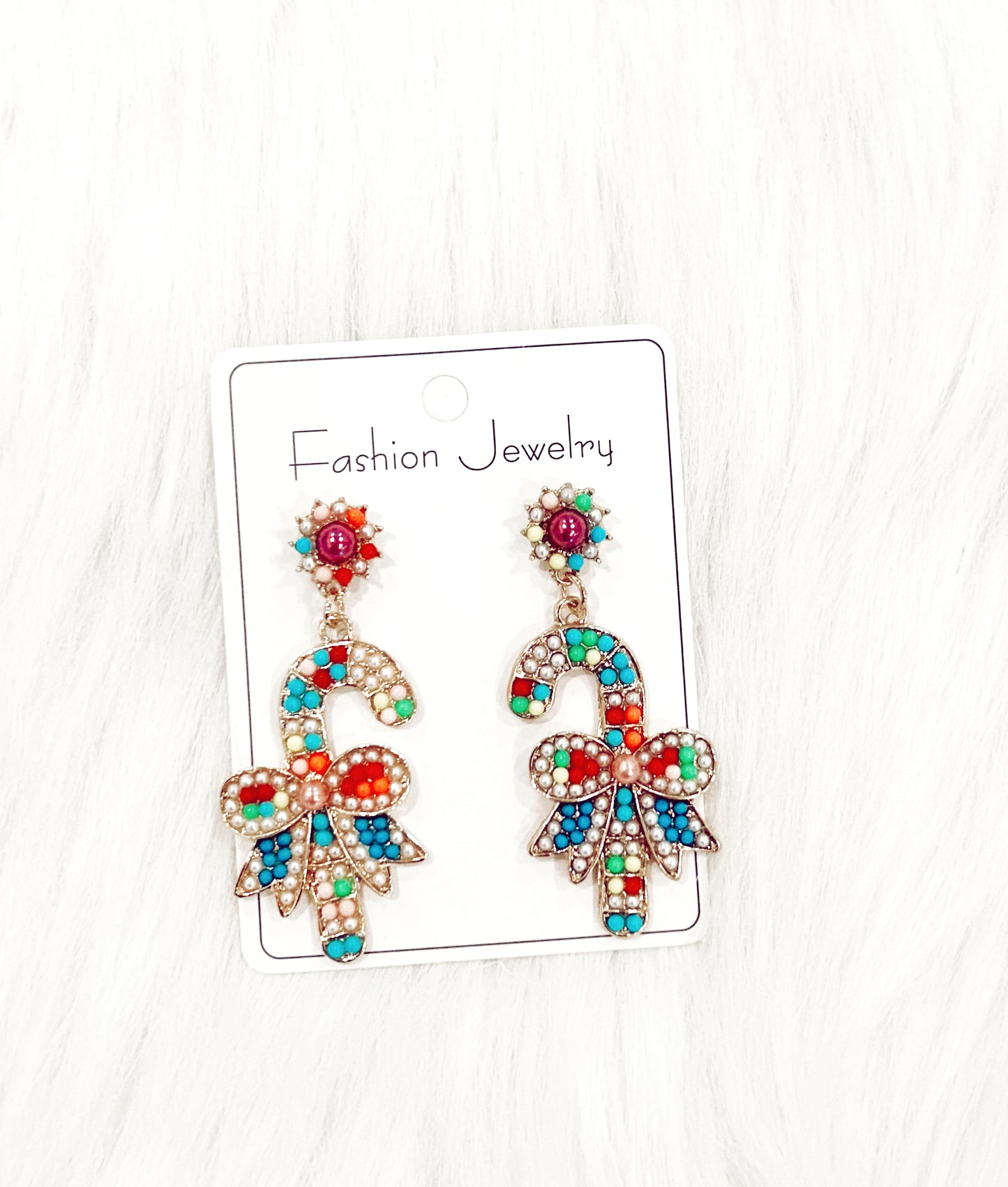 Beaded Candy Cane Earrings