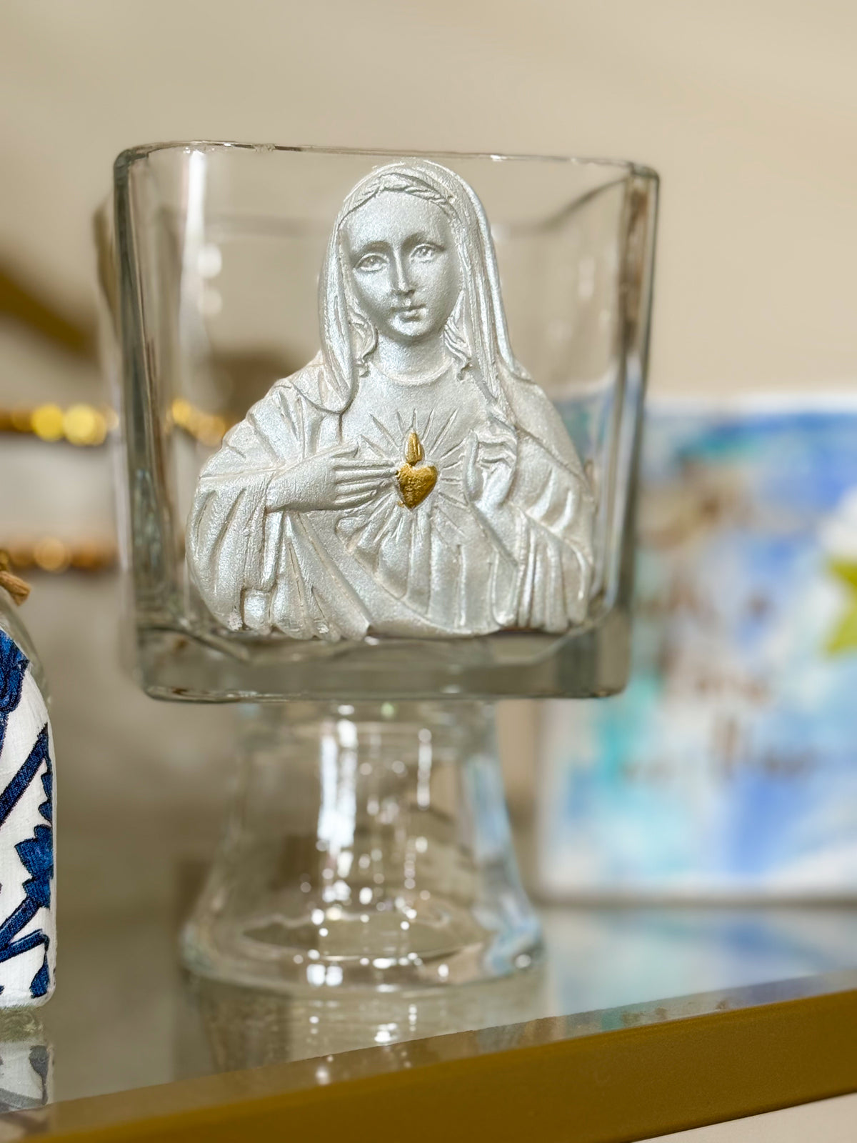 Immaculate Heart of Mary | Silhouette 5" Clear Glass Vase