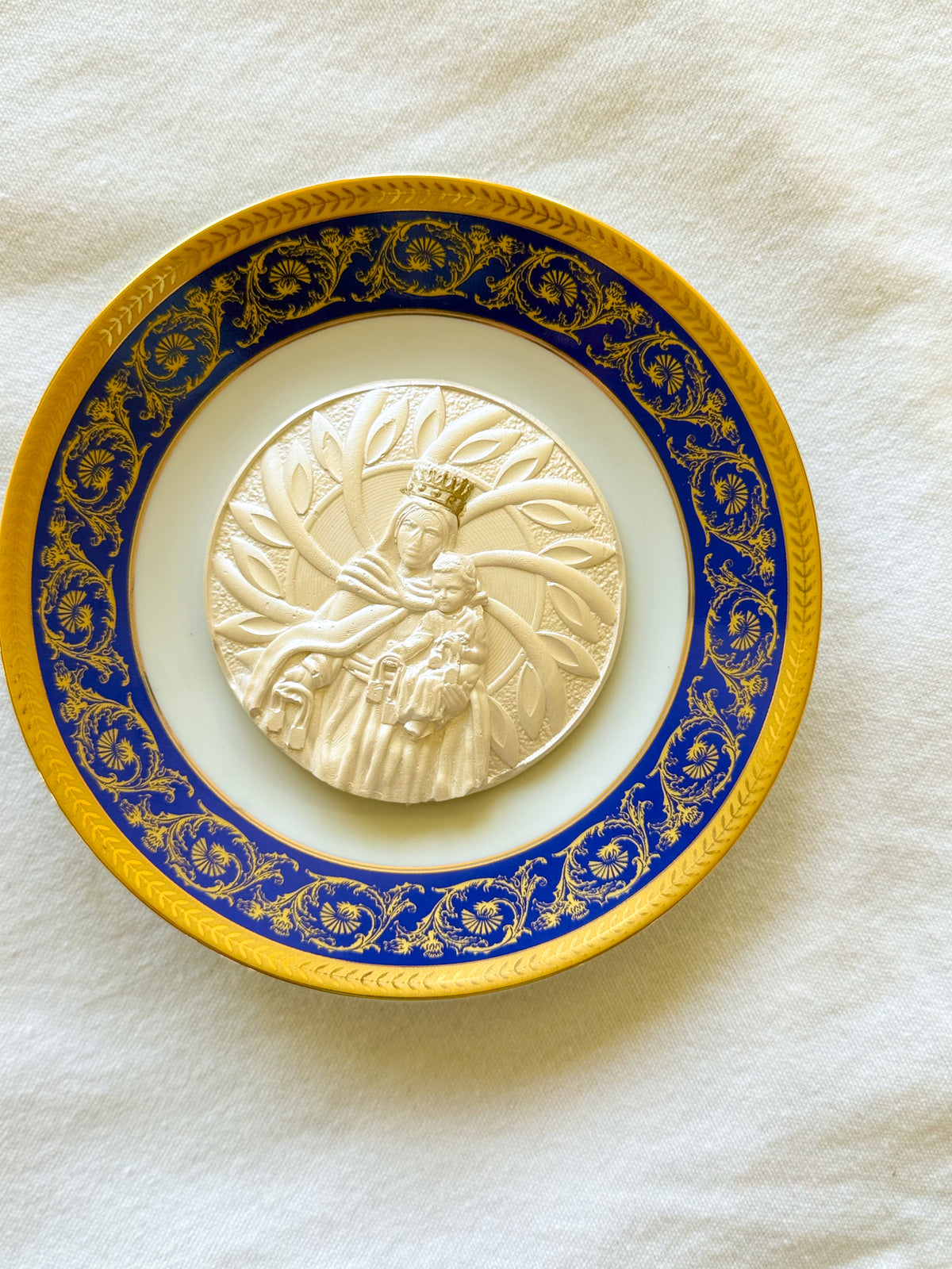 Our Lady of Mount Carmel-Circle Cobalt Blue Plate