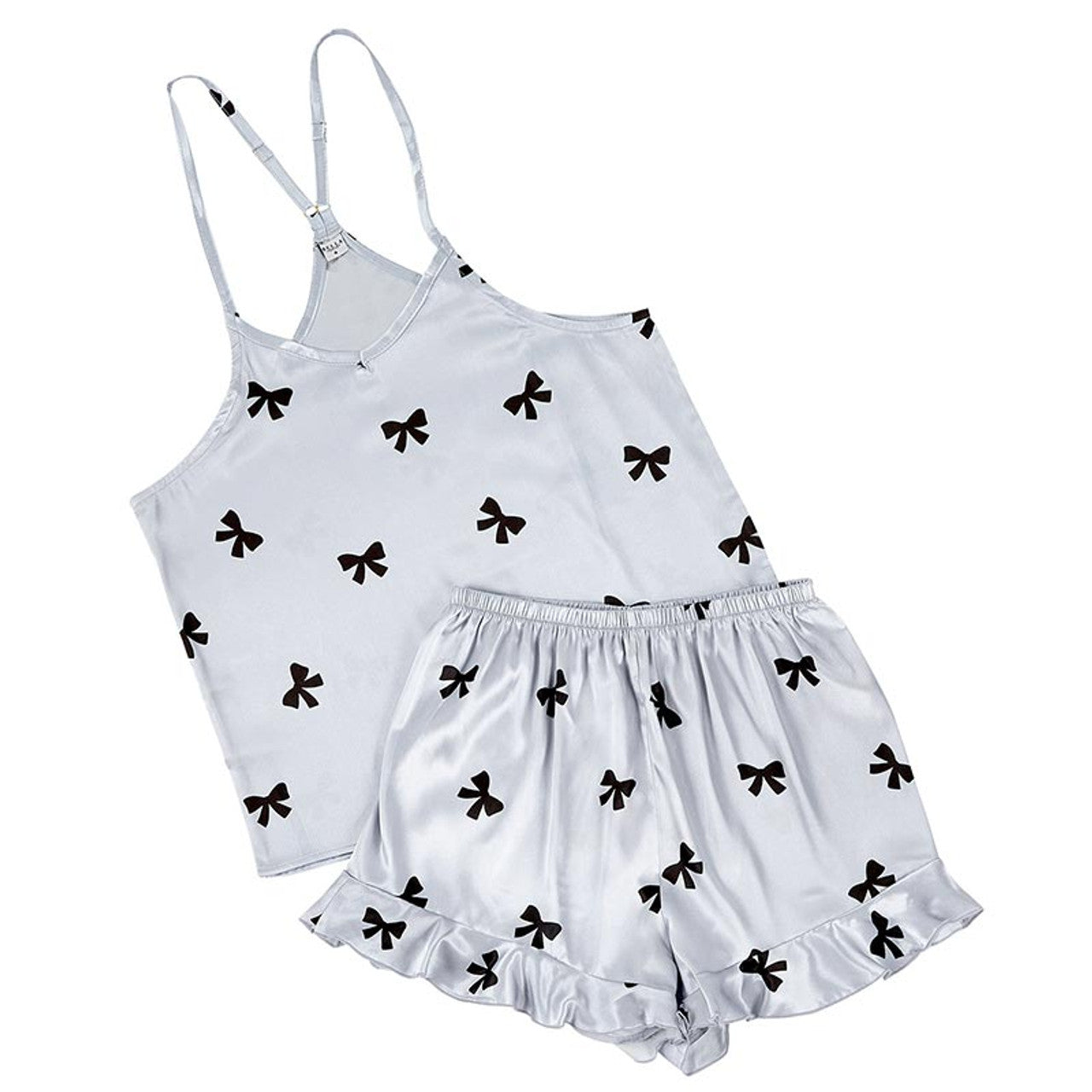 Light Blue Bows Satin 2pc PJ Set