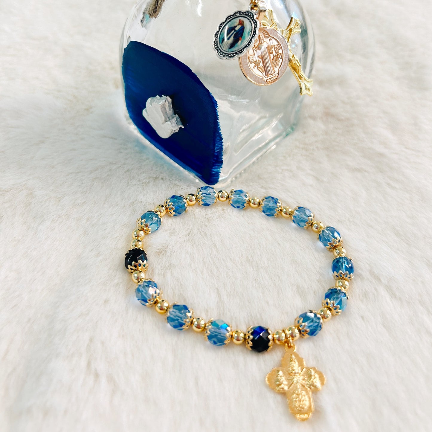 Blue Rosary Bracelet