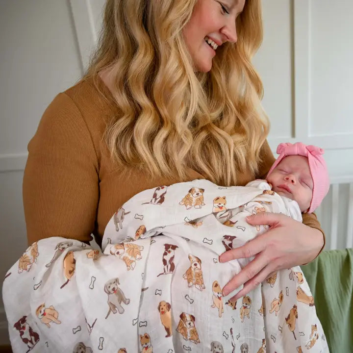 Lolly Banks Woof Woof Muslin Swaddle