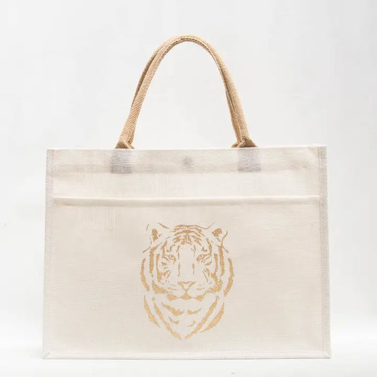 Easy Tiger Jute Pocket Tote-Gold