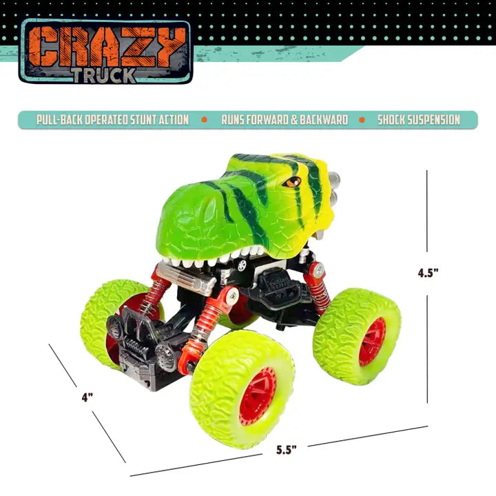Crazy Truck Pull Back Dinosaur-Jurassic Green