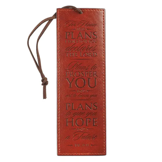 Bookmark Faux Leather Brown I Know the Plans Jer 29:11