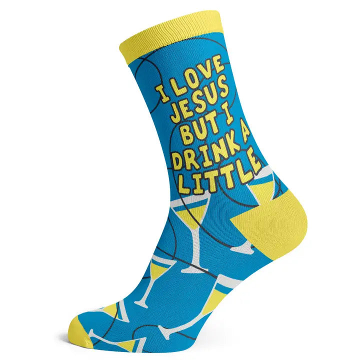 Socks To Be You- I Love Jesus But Drink A Little Socks- Small Shoe