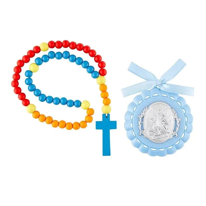 Angel Crib Rosary Set Blue