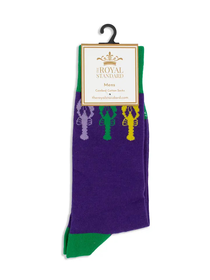 Men's Carnival Crawfish Socks-Purple