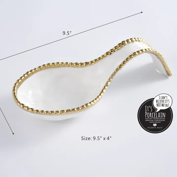 White And Gold Spoon Rest