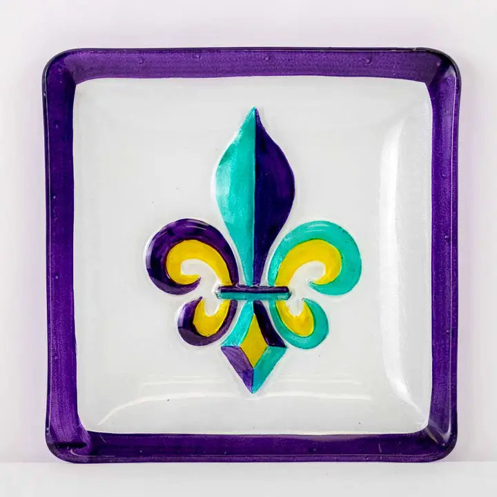 Napolean Fleur de Lis Glass Platter 10x10