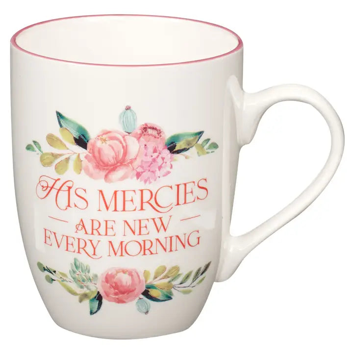 Mug- Pink Floral Mercies Are New Lam. 3:22-23