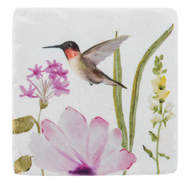 Hummingbird Coaster- Tan/Grey