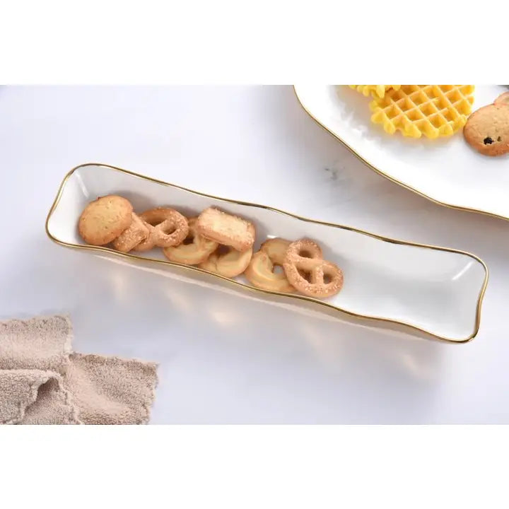 White & Gold Cracker Tray