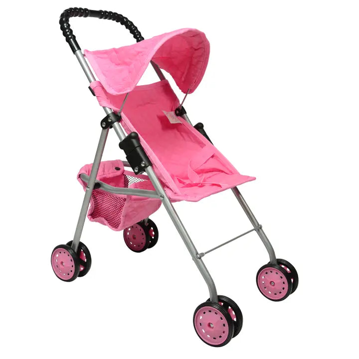 My First Doll Stroller With Basket Soild Pink