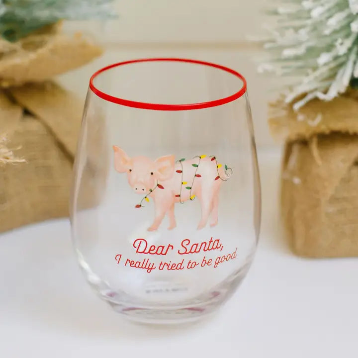 Dear Santa Wine Glass