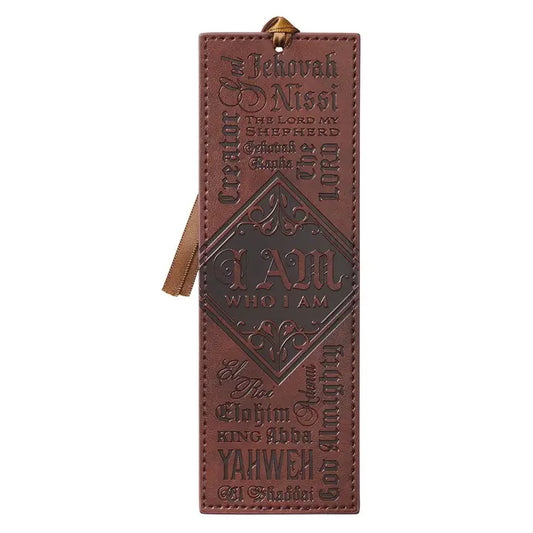 Bookmark Faux Leather Brown Names of God
