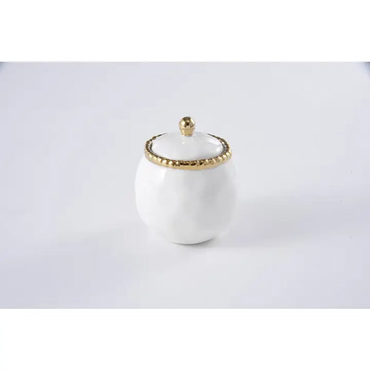 Covered Sugar Bowl White/Gold