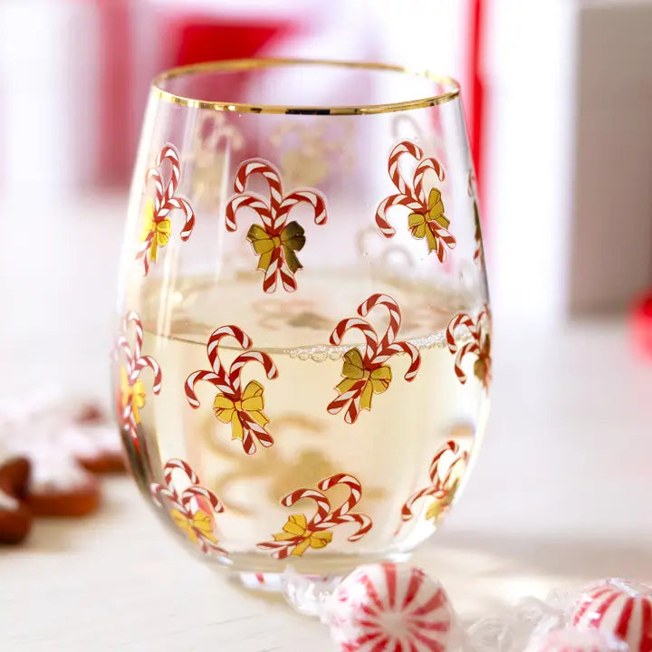 Candy Cane Wine Glass