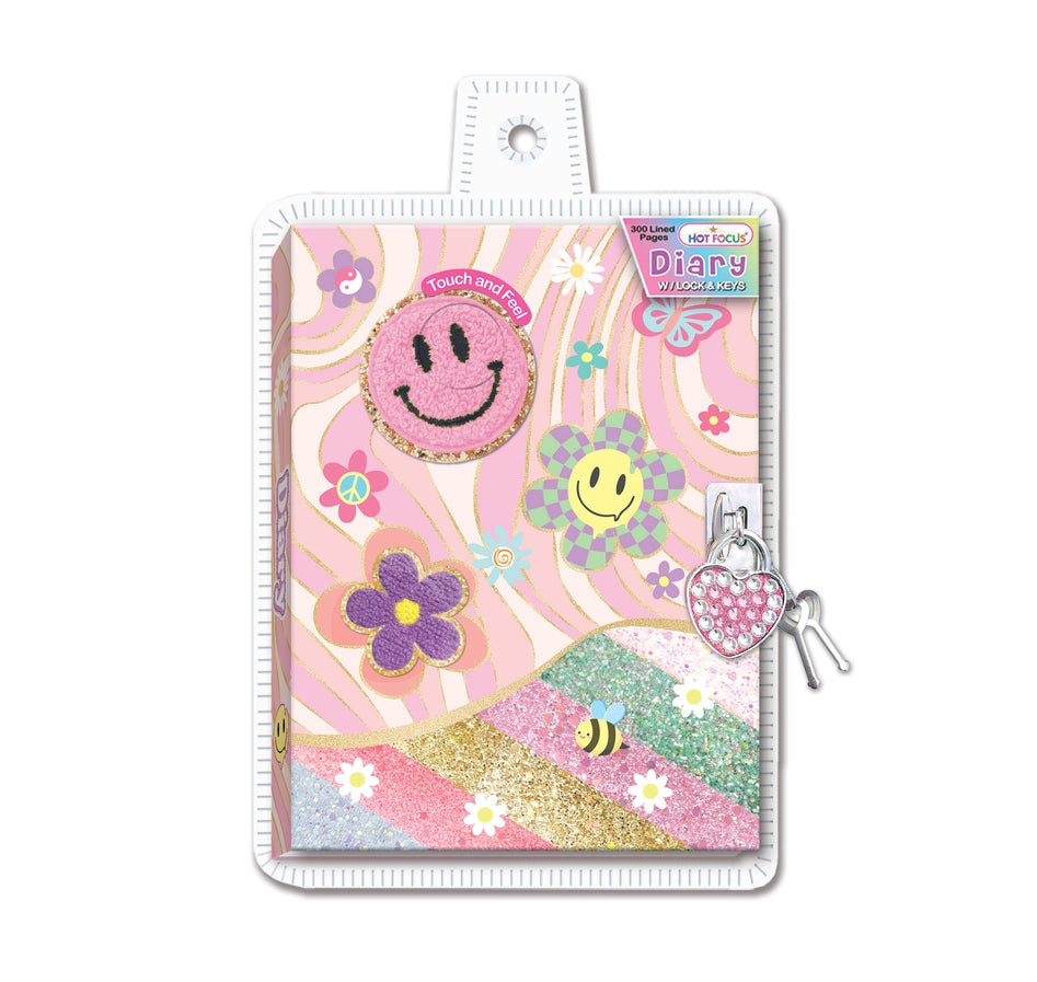 Diary Lock and Key, Groovy Flowers