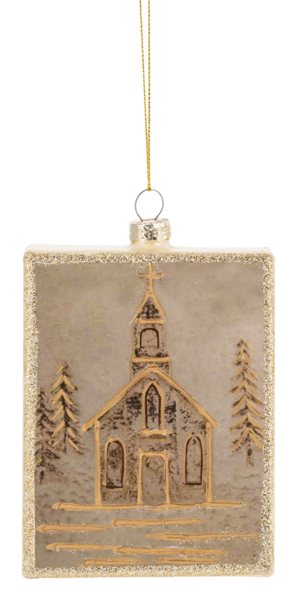 Church and Cross Block Ornament