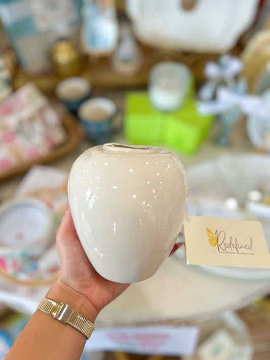 Cream White Ceramic Bud Vase