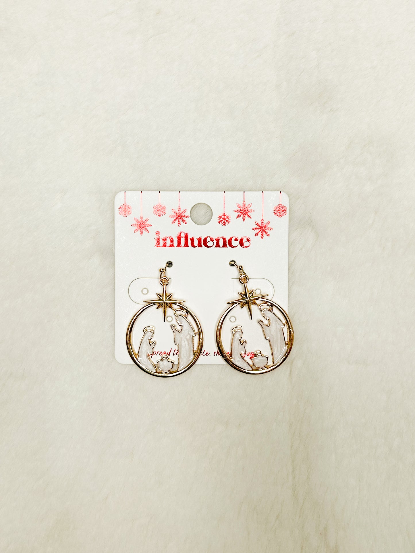 Away in the Manger Nativity Christmas Earrings