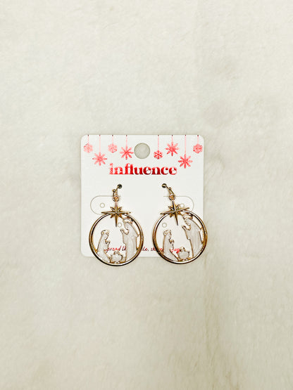 Away in the Manger Nativity Christmas Earrings