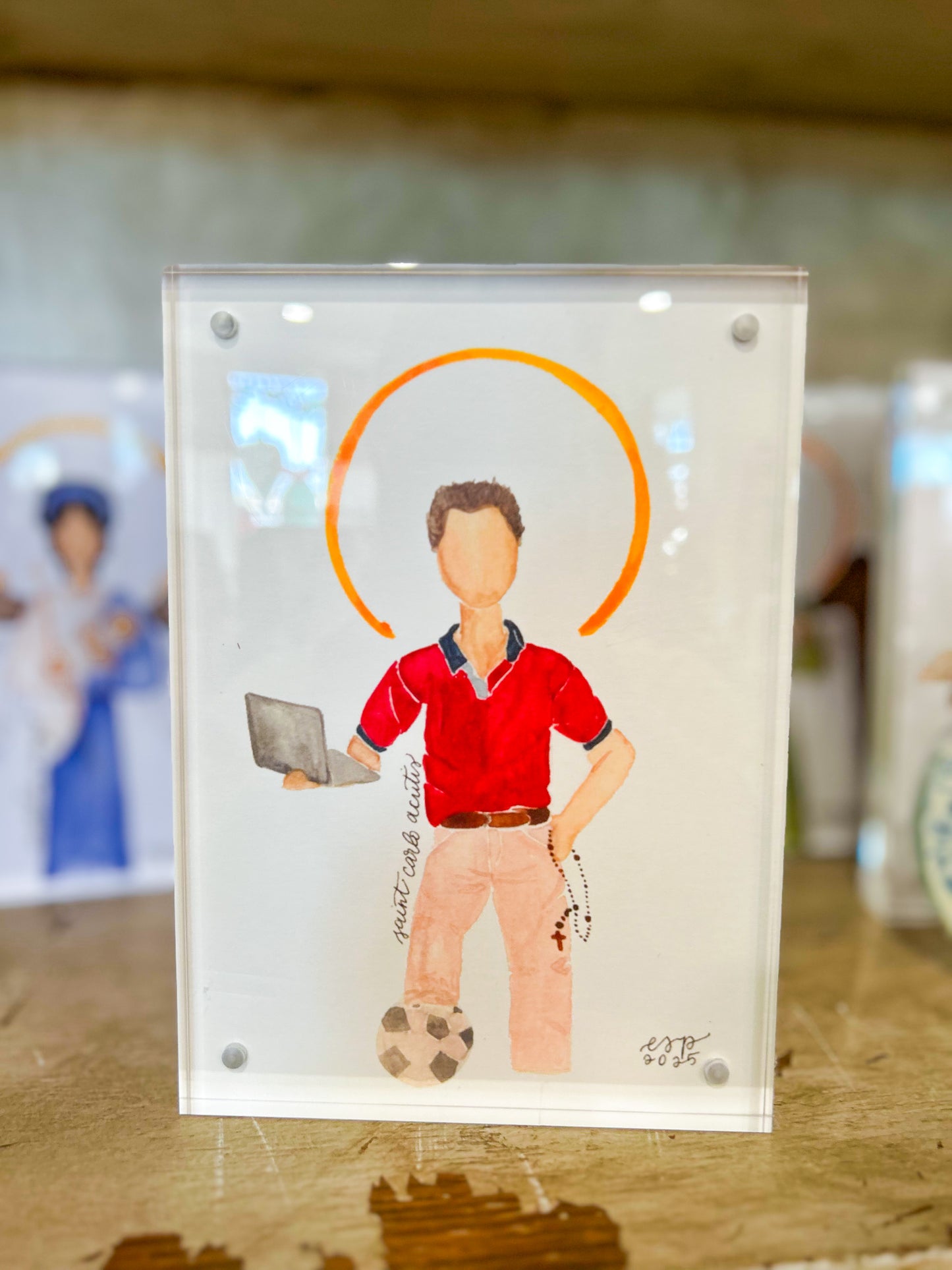 5x7 Print Emily S. Pitre Art/ St. Carlo Acutis Frame