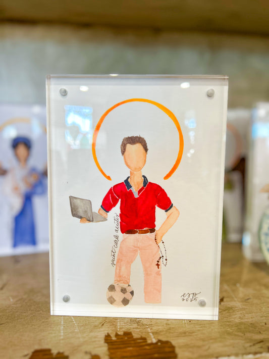 5x7 Print Emily S. Pitre Art/ St. Carlo Acutis Frame