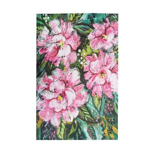 Pink Peony Floral Kitchen Towel