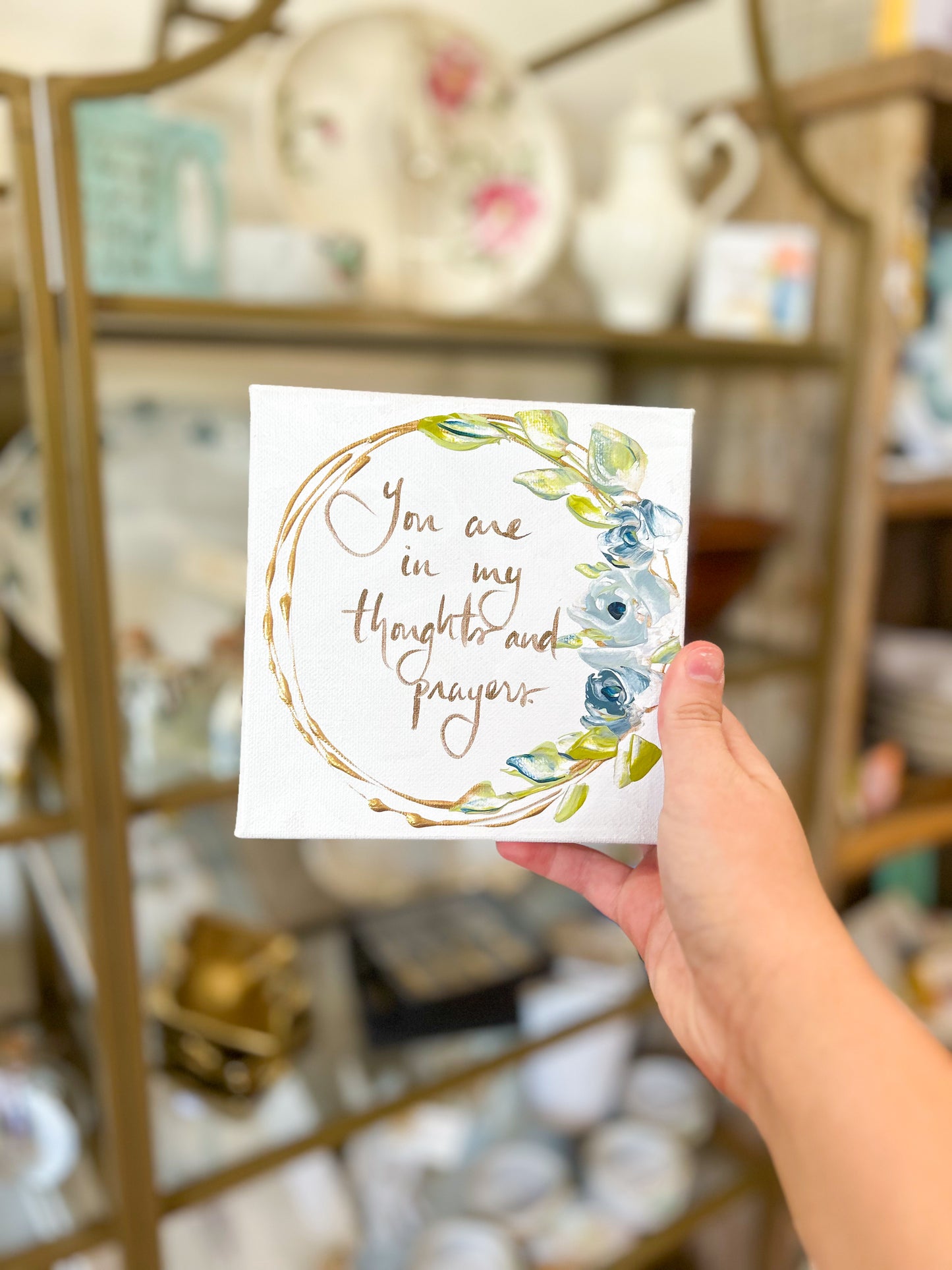 6x6 You are In My Thoughts and Prayers/ Gold Circle Canvas art